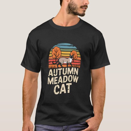 Herfst Siamese Kat Retro Veld T-shirt (Voorkant)