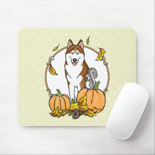 Herfst Siberian Husky (rood) pompoenen luiers Muismat