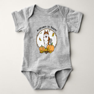Herfst Siberian Husky (rood) pompoenen luiers Romper