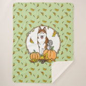 Herfst Siberian Husky (rood) pompoenen luiers Sherpa Deken (Voorkant)