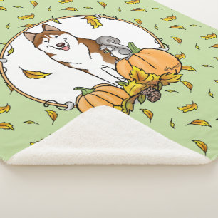 Herfst Siberian Husky (rood) pompoenen luiers Sherpa Deken