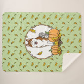 Herfst Siberian Husky (rood) pompoenen luiers Sherpa Deken (Voorkant (horizontaal))