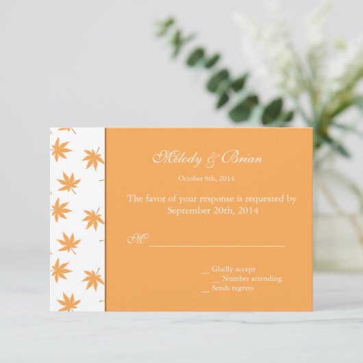 Herfst siergele bladeren bruiloft RSVP (Staand voorkant)