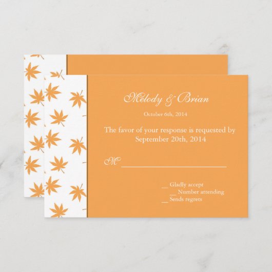Herfst siergele bladeren bruiloft RSVP (Voorkant / Achterkant)