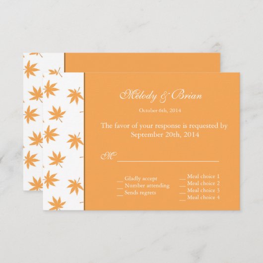 Herfst siergele bladeren bruiloft RSVP (Voorkant / Achterkant)