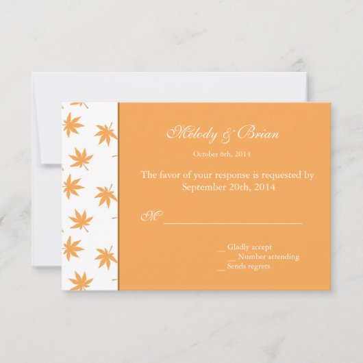 Herfst siergele bladeren bruiloft RSVP Kaartje (Voorkant)