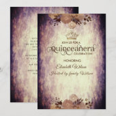 Herfst  sierlijke bloementiara Quinceañera Kaart (Voorkant / Achterkant)