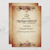 Herfst sierlijke bloementiara Quinceañera Kaart (Voorkant / Achterkant)