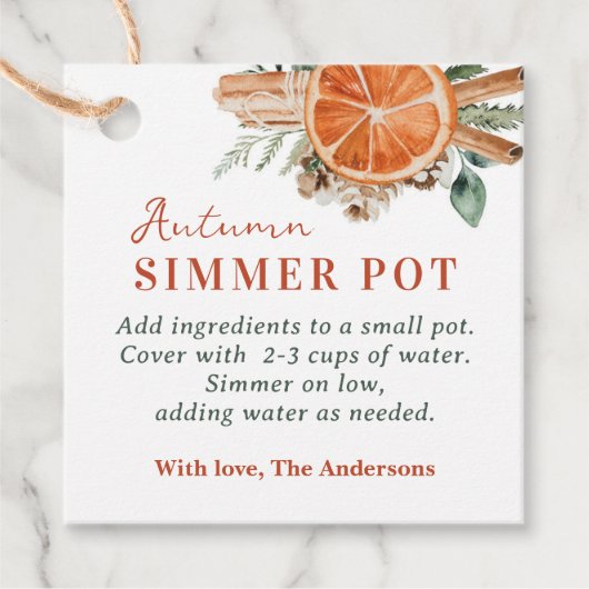 Herfst Simmer Pot Kachel Potpourri Gift Bedankjes Labels (Voorkant)