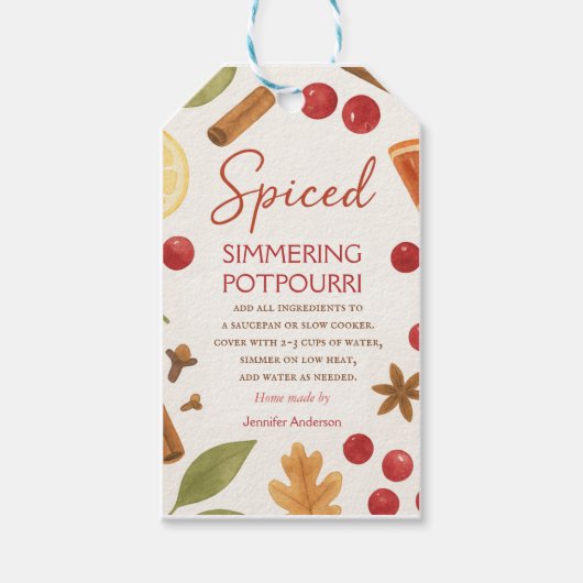 Herfst simmerend potpourri cadeaulabel (Voorkant)