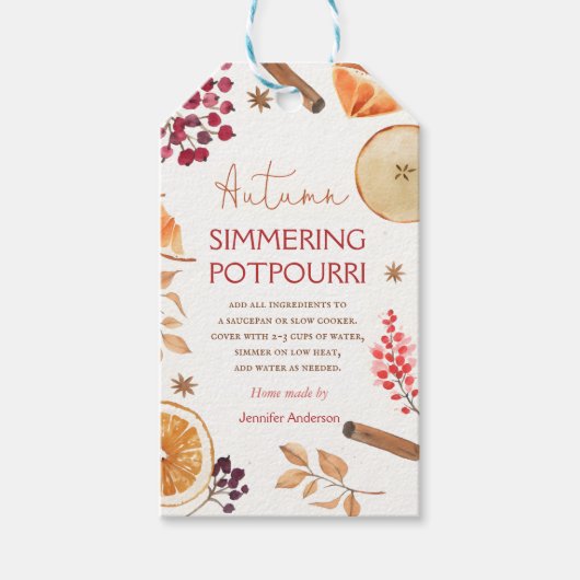 Herfst simmerend potpourri cadeaulabel (Voorkant)