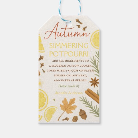 Herfst simmerend potpourri cadeaulabel (Voorkant)