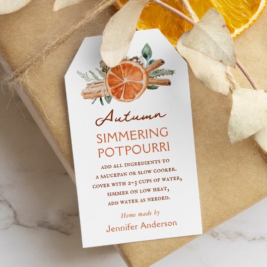 Herfst Simmerend Potpourri Herfst op het fornuis Cadeaulabel