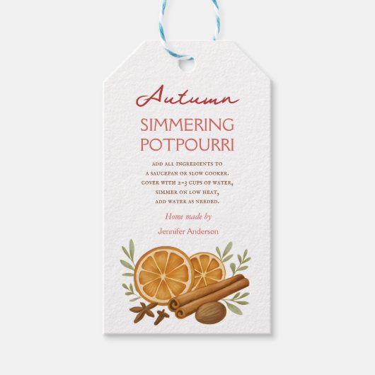 Herfst simmerende potpourri cadeaulabel (Voorkant)