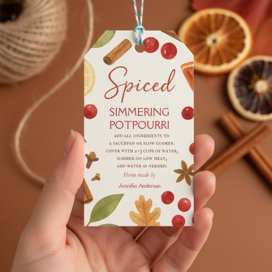Herfst simmerende potpourri cadeaulabel