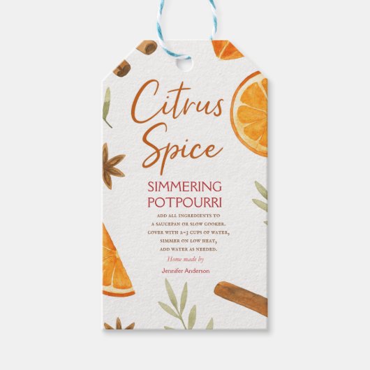 Herfst simmerende potpourri cadeaulabel (Voorkant)
