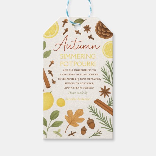 Herfst simmerende potpourri cadeaulabel (Voorkant)
