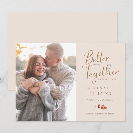 Herfst Simple Photo Wedding Save The Date (Voorkant / Achterkant)