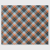 Herfst Sinaasappel Blauw Plaid Patroon Cadeaupapier (Vlak)