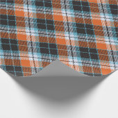 Herfst Sinaasappel Blauw Plaid Patroon Cadeaupapier (Hoek)