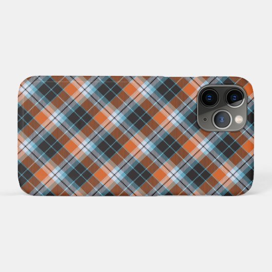Herfst Sinaasappel Blauw Plaid Patroon Case-Mate iPhone Case (Achterkant (horizontaal))