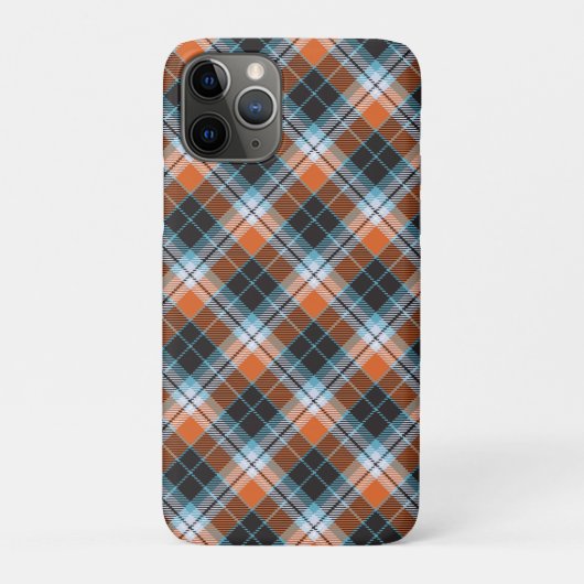 Herfst Sinaasappel Blauw Plaid Patroon Case-Mate iPhone Case (Achterkant)