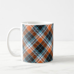 Herfst Sinaasappel Blauw Plaid Patroon Koffiemok