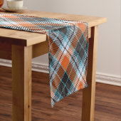 Herfst Sinaasappel Blauw Plaid Patroon Korte Tafelloper (Voorbeeld)