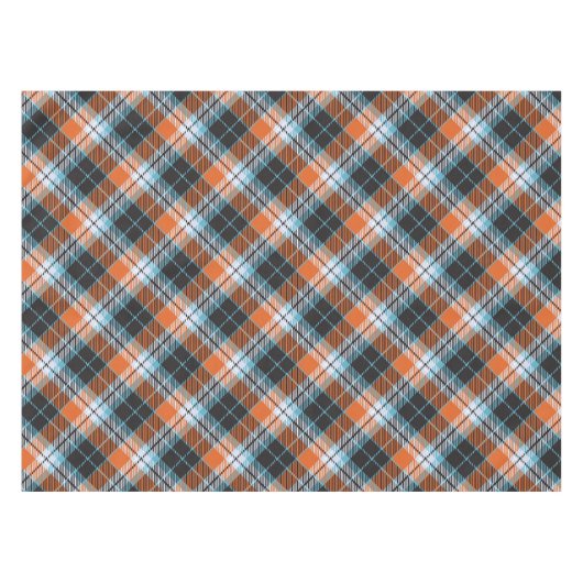 Herfst Sinaasappel Blauw Plaid Patroon Tafelkleed (Voorkant (Horizontaal))