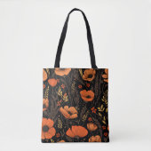 Herfst Sinaasappel Bloeit Op Zwart Tote Bag (Voorkant)