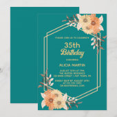 Herfst Sinaasappel Bloem Goud Blauwgroen Vrouw Vol Kaart (Voorkant / Achterkant)