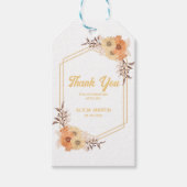 Herfst Sinaasappel Bloem Goud Wit Dank u Cadeaulabel (Voorkant)