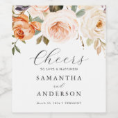 Herfst Sinaasappel Bloemen Huwelijk Wijnfles Label Wijn Etiket (Enkel label)