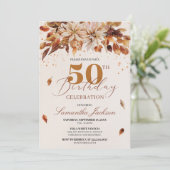 Herfst Sinaasappel Bloemen Marigold Cooper 50ste V Kaart (Staand voorkant)