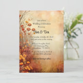 Herfst Sinaasappel Bloemen Rustiek Huwelijksfeest Kaart (Staand voorkant)