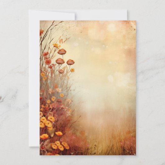 Herfst Sinaasappel Bloemen Rustiek Huwelijksfeest Kaart (Achterkant)