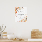 Herfst Sinaasappel Bloemen Welkomstbord Poster (Keuken)