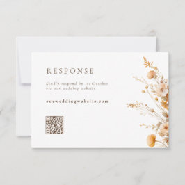 Herfst Sinaasappel & Bruin Wildflowers QR Codem We RSVP Kaartje