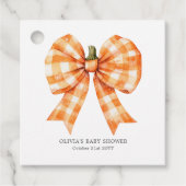 Herfst Sinaasappel Coquette Bow Baby shower Bedankjes Labels (Voorkant)