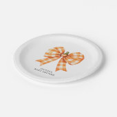 Herfst Sinaasappel Coquette Bow Baby shower Papieren Bordje (Gekanteld)