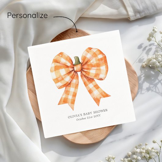 Herfst Sinaasappel Coquette Bow Baby shower Servet