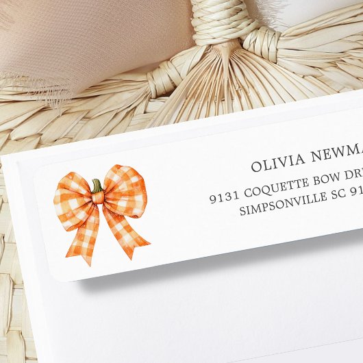 Herfst Sinaasappel Coquette Bow Retouradres Etiket