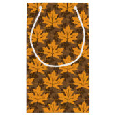 Herfst sinaasappel en bruin esdoornblad klein cadeauzakje (Achterkant)