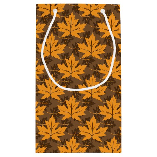 Herfst sinaasappel en bruin esdoornblad klein cadeauzakje (Achterkant)