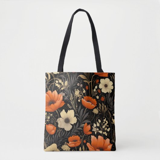 Herfst Sinaasappel en Cream Bold Blooms Tote Bag (Voorkant)