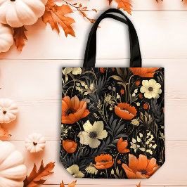 Herfst Sinaasappel en Cream Bold Blooms Tote Bag