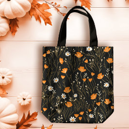 Herfst Sinaasappel en Cream Dainty Floral Tote Bag
