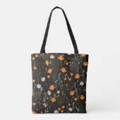Herfst Sinaasappel en Cream Dainty Floral Tote Bag (Achterkant)