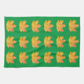 Herfst Sinaasappel en groen esdoornblad herfst Theedoek (Horizontaal)