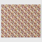Herfst Sinaasappel en Maroon Bloemen Gift Cadeaupapier (Vlak)